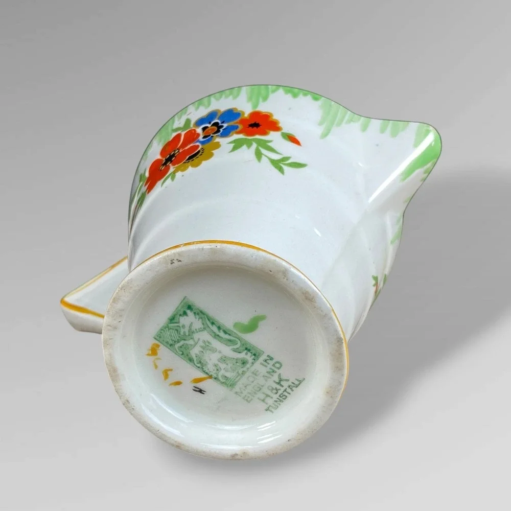 H&K Tunstall Floral Creamer Art Deco Made in England 1930s